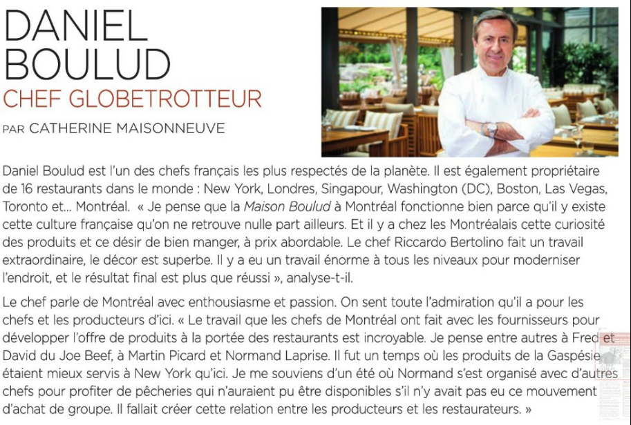 Daniel Boulud, Chef globetrotteur