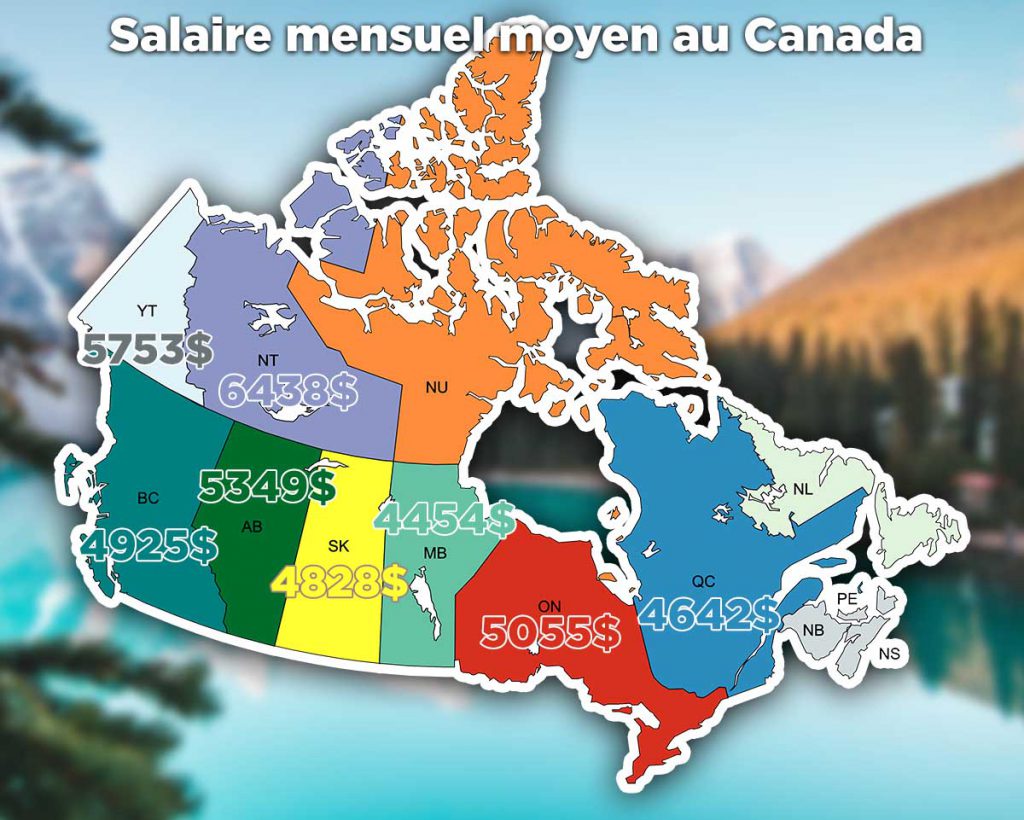 canada map salaires provinces